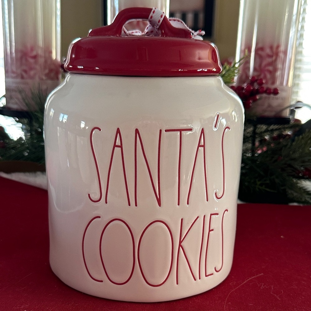 Rae Dunn Red and White Santa's Cookies Jar